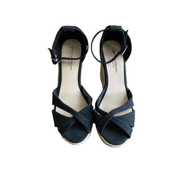 Christian Siriano for Payless Black Espadrille Slingback‎ Wedges Sz 9.5 - Picture 1 of 7